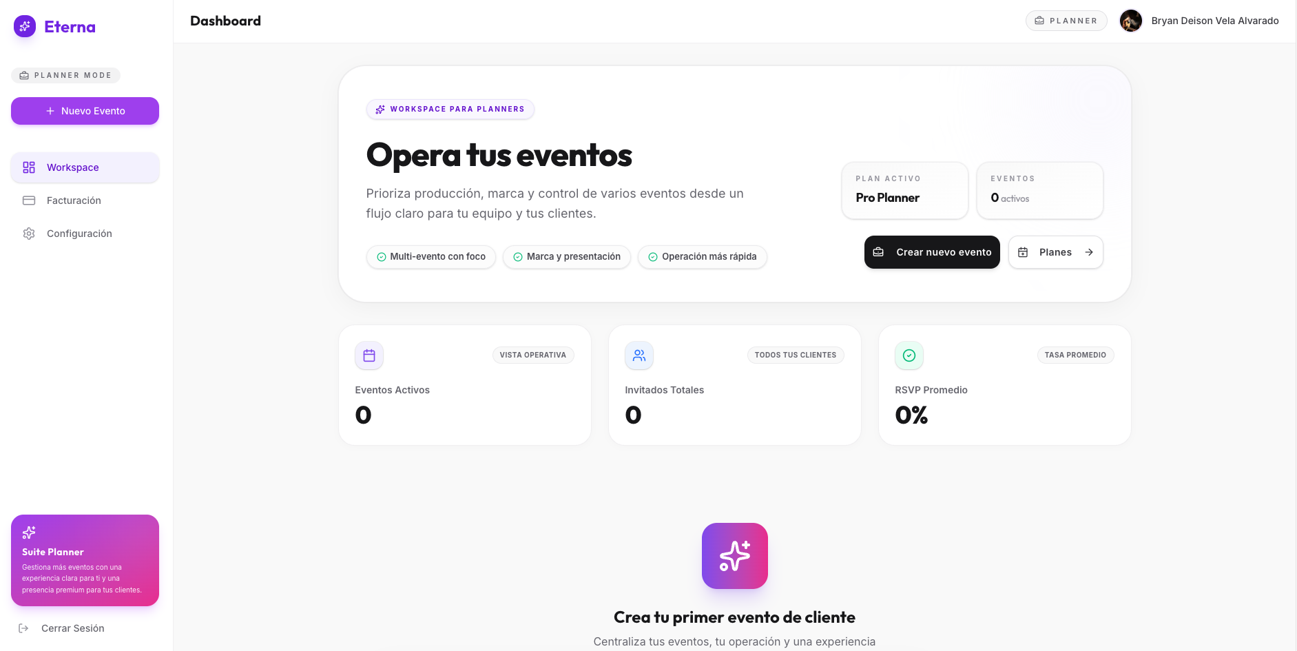 Plataforma SaaS de invitaciones de boda personalizables Eterna